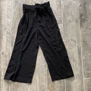 cropped paper bag waist pants black size medium